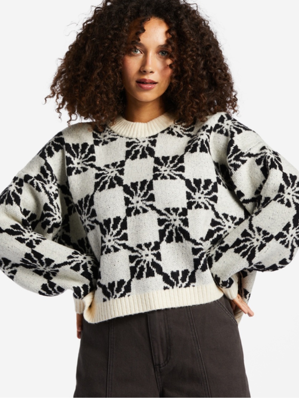 Billabong Beyond Basic Women Black Long Sleeve Jumper Size M